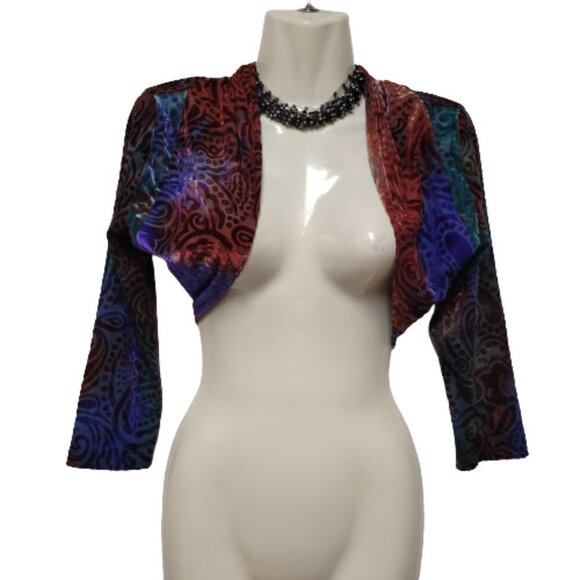 PURPLE Blue and Red Colored Velvet Bolero or shoulder cover up - Picture 2 of 7